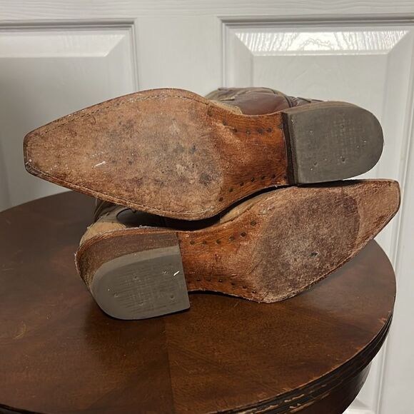 🔥Custom Soft Leather Stitched Western Pecos Bill Cowgirl Boots Wood Soles Sz 5 - Picture 9 of 13